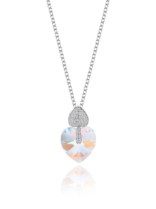 JYXZ 012 (gradient white) 925 Sterling Silver Austrian Crystal Heart Classic Necklace