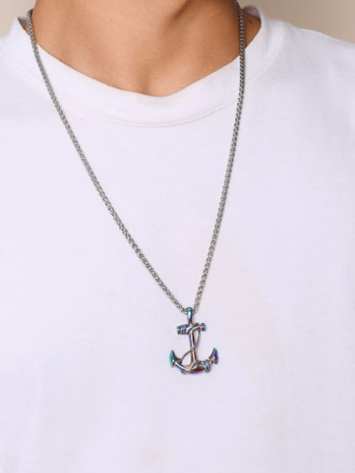 CONG Stainless steel Anchor Hip Hop Necklace 1