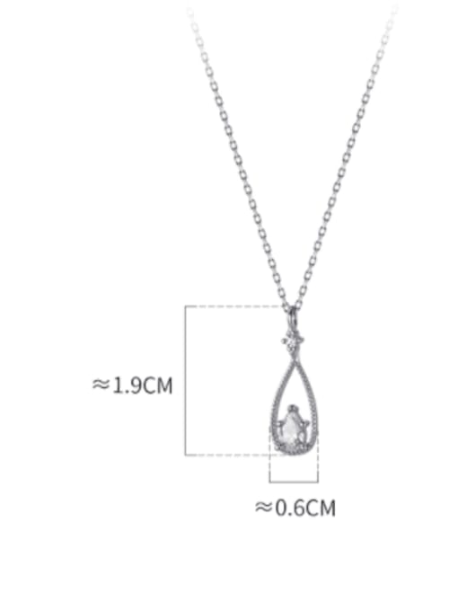Rosh 925 Sterling Silver Cubic Zirconia Water Drop Minimalist Necklace 3