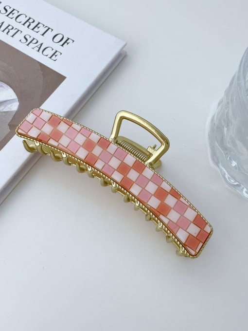 Pink white grid 11.3cm Cellulose Acetate Trend Geometric Alloy Jaw Hair Claw