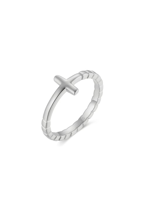 RINNTIN 925 Sterling Silver Cross Minimalist Band Ring 3
