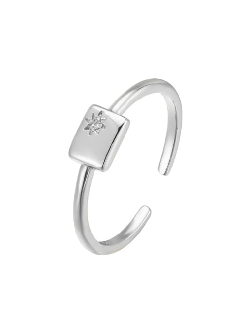 White gold square star ring 925 Sterling Silver Geometric Minimalist Band Ring
