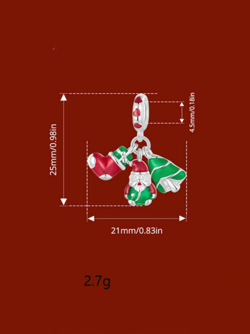 Jare 925 Sterling Silver Enamel Minimalist Lunibous Christmas  Sock DIY Pendant 4