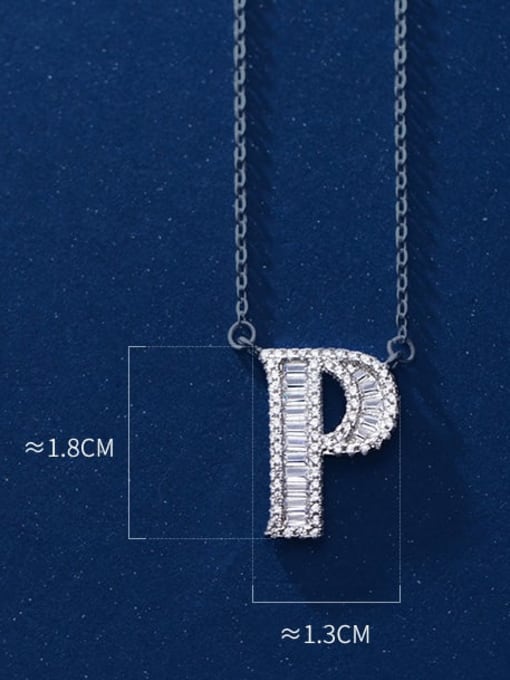 Letter P 925 Sterling Silver Simple Fashion full diamond letters pendant  Necklace