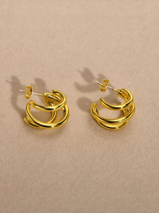 CONG Brass Geometric Minimalist Stud Earring 3