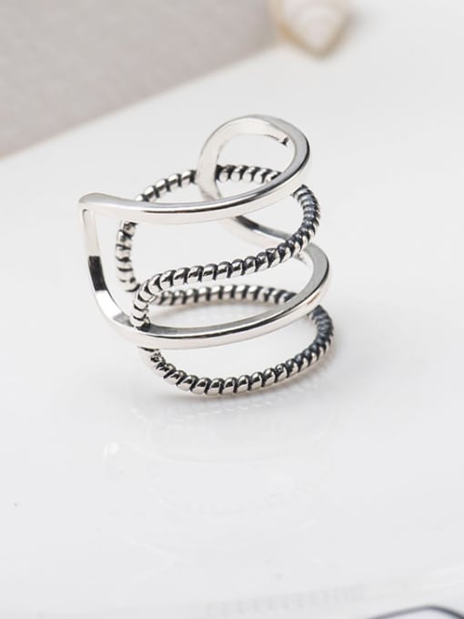 XBOX 925 Sterling Silver Vintage Simple Thin line Multilayer Stackable Ring 2