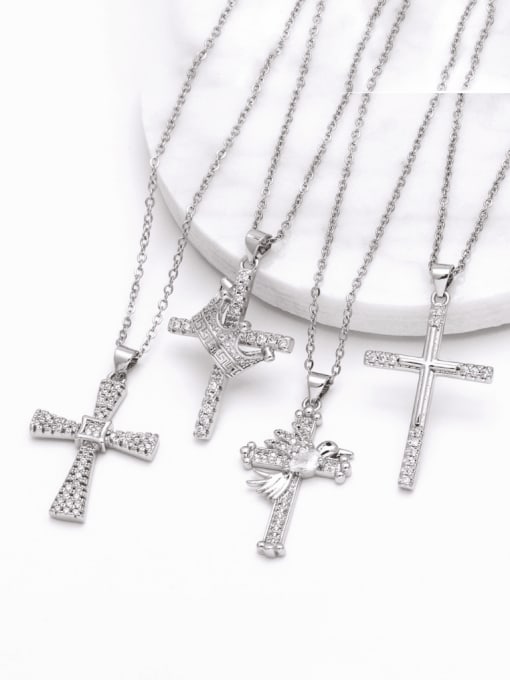 CC Brass Cubic Zirconia Cross Trend Necklace 0