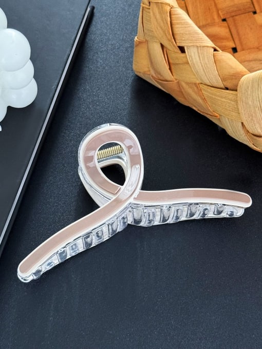 Shallow coffee shark clip 13cm Cellulose Acetate Trend Geometric Alloy Resin Multi Color Jaw Hair Claw