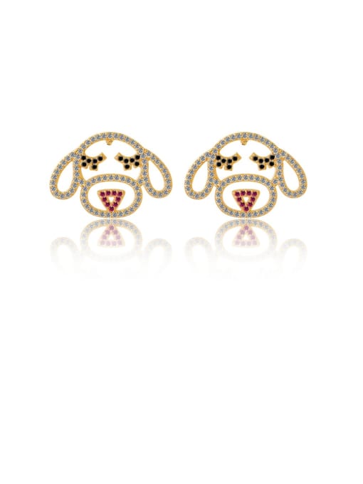 DUDU Brass Cubic Zirconia Dog Cute Stud Earring 0