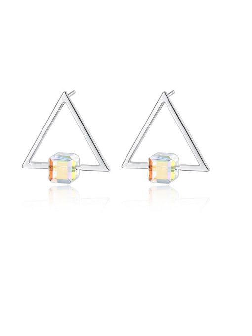 CCUI 925 Sterling Silver Cubic Zirconia Triangle Minimalist Stud Earring