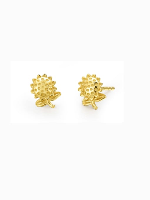 18K Gold 925 Sterling Silver Flower Minimalist Stud Earring