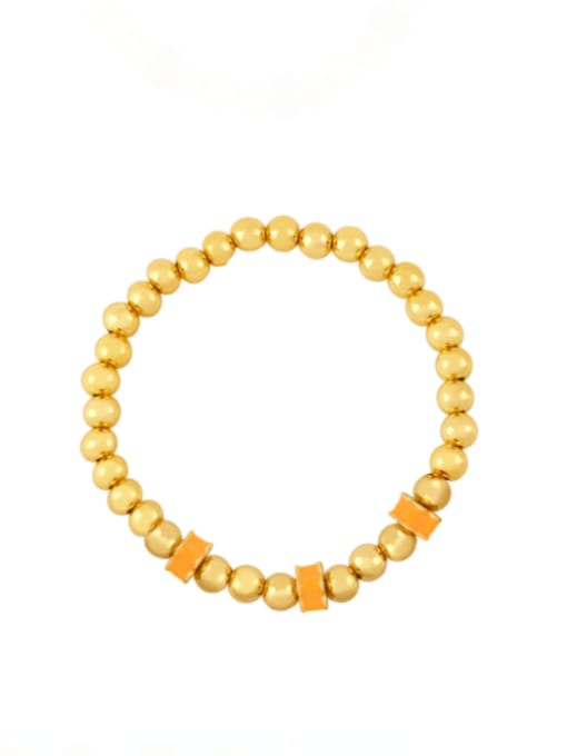 orange Brass Enamel Geometric Minimalist Beaded Bracelet