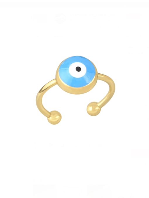 Light blue Brass Enamel Evil Eye Cute Band Ring