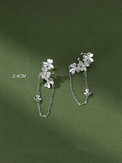 Rosh 925 Sterling Silver Cubic Zirconia Flower Dainty Huggie Earring 3