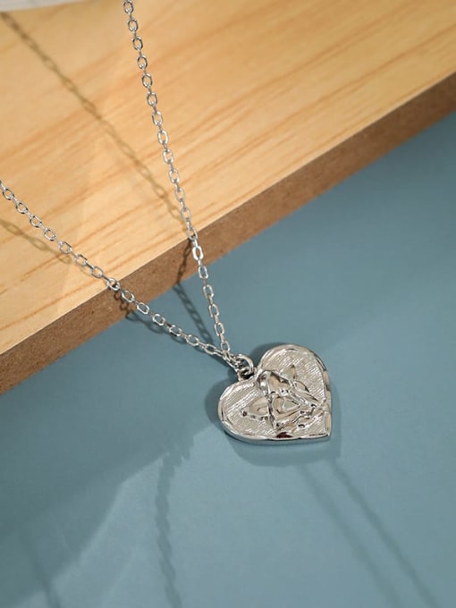 DAKA 925 Sterling Silver Heart  angel Vintage pendant Necklace 1