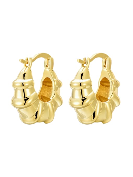 Gold horn bag earrings 925 Sterling Silver Geometric Vintage Huggie Earring