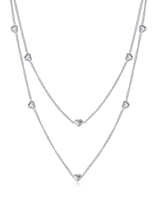 Open Sky Titanium Steel Heart Minimalist Multi Strand Necklace 1