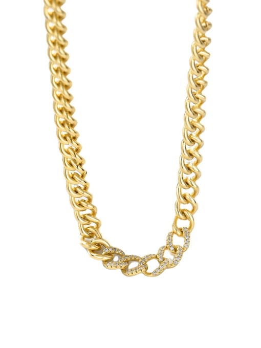 CHARME Brass Rhinestone Geometric Hip Hop Hollow Chain Necklace 3