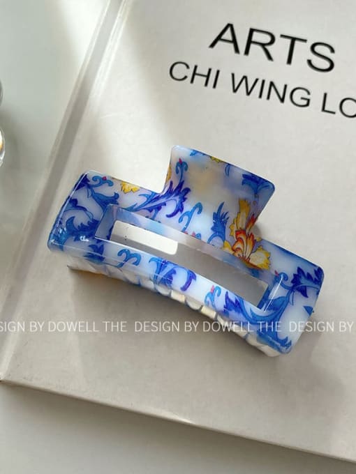 Blue and white porcelain square 8.3cm Cellulose Acetate Trend Geometric Alloy Multi Color Jaw Hair Claw
