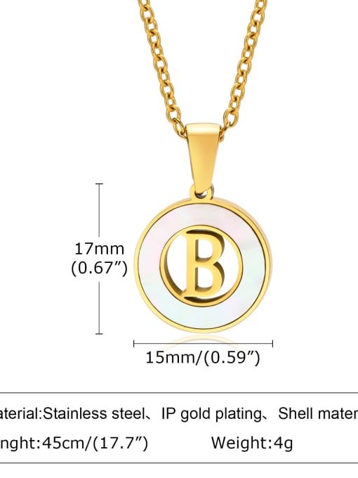 B letter 45CM Stainless steel Shell Letter Minimalist Necklace
