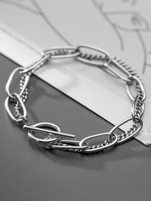 Rosh 925 Sterling Silver Geometric Chain Vintage Link Bracelet 1