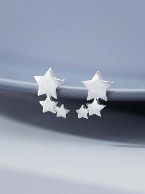 Rosh 925 Sterling Silver Pentagram Minimalist Stud Earring 0