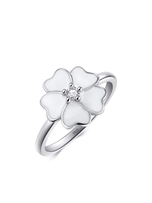 S925 Silver 925 Sterling Silver Shell Flower Minimalist Band Ring