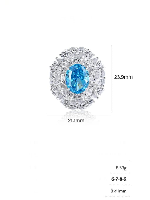 BC-Swarovski Elements 925 Sterling Silver High Carbon Diamond Geometric Luxury Cocktail Ring 3