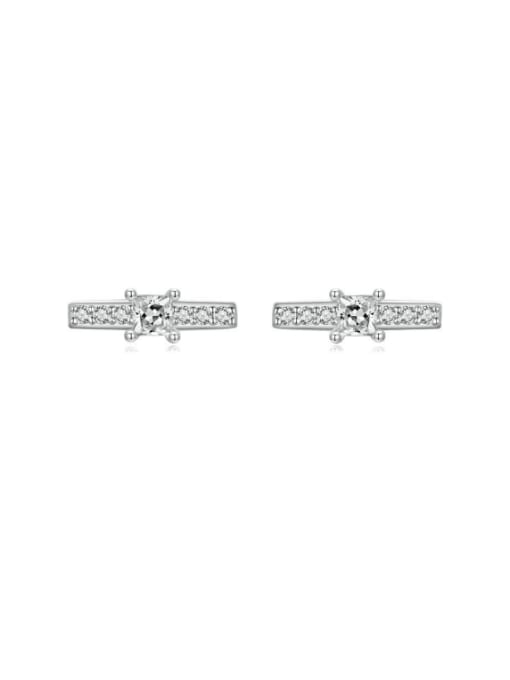 Jare 925 Sterling Silver Cubic Zirconia Geometric Minimalist Stud Earring 0