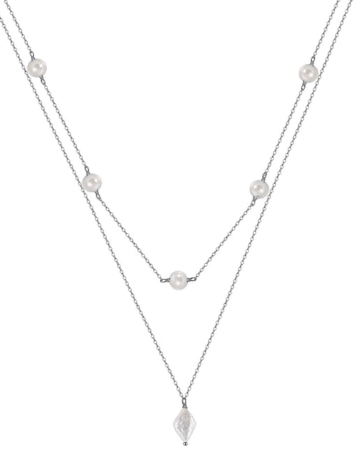 Platinum, weighing 5.04g 925 Sterling Silver Cubic Zirconia Geometric Minimalist Multi Strand Necklace