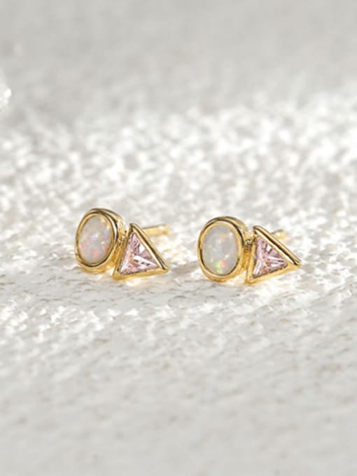 Gold triangle Zircon Earrings Brass Cubic Zirconia Triangle Minimalist Stud Earring