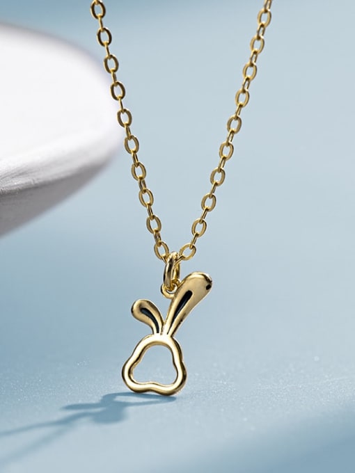 BeiFei Minimalism Silver 925 Sterling Silver Rabbit Cute Necklace 2