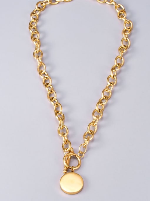 A TEEM Titanium Steel Shell Geometric Vintage Hollow Chain Necklace 3