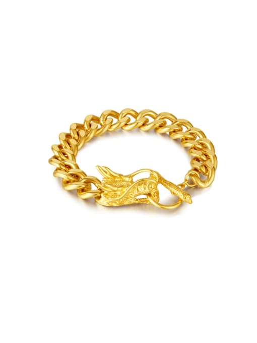 GS1506 gold Stainless steel Zodiac Dragon Head Hip Hop Link Bracelet