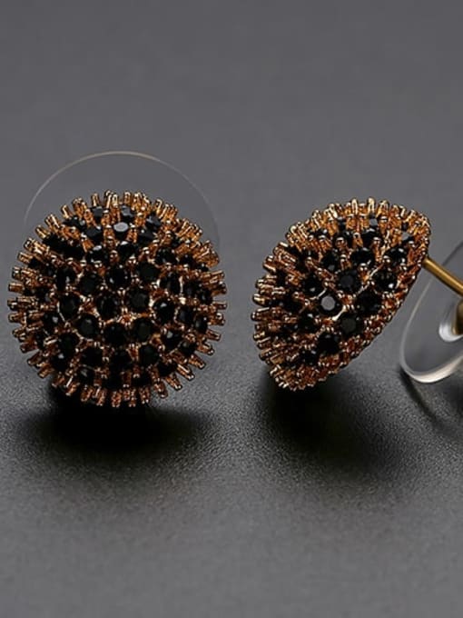 Black zirconium plating gold Copper Cubic Zirconia Flower Vintage Stud Earring