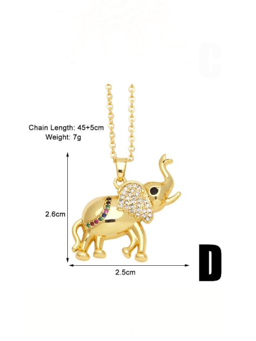 D Brass Cubic Zirconia Animal Hip Hop Necklace