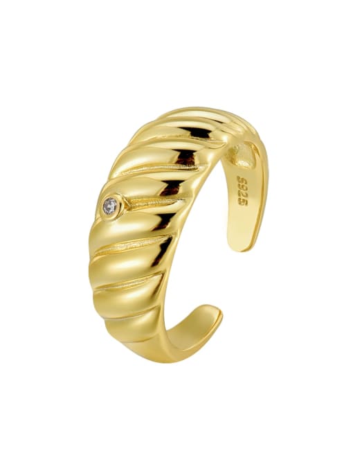 18K Gold 925 Sterling Silver Rhinestone Geometric Minimalist Band Ring