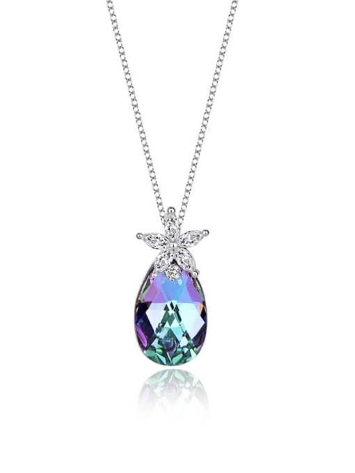 JYXZ 002 (gradual purple) 925 Sterling Silver Austrian Crystal Water Drop Classic Necklace