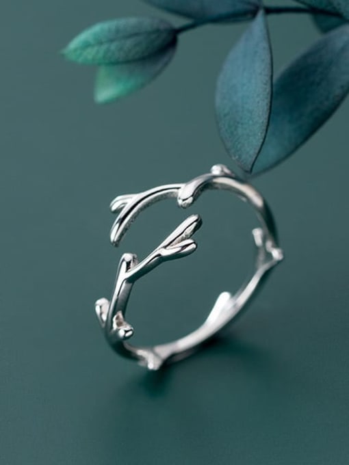 Rosh 925 Sterling Silver  Minimalist Simple Tree branch Free Size Ring 2