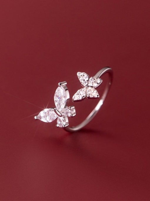 Rosh 925 Sterling Silver Cubic Zirconia Butterfly Cute Band Ring 0