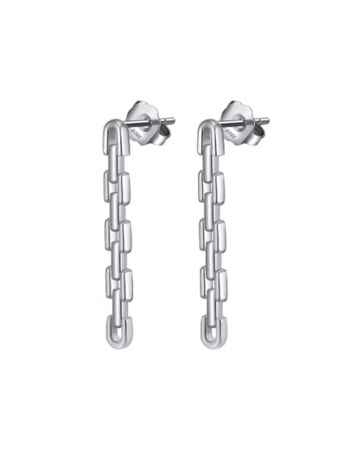 Platinum,2.72g 925 Sterling Silver Geometric Tassel Minimalist Drop Earring