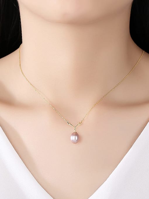 CCUI 925 Sterling Silver Freshwater Pearl White Irregular Minimalist Lariat Necklace 2