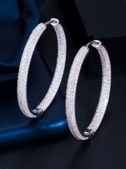 L.WIN Brass Cubic Zirconia Round Luxury Cluster Earring 0