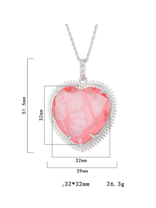 ROSS Brass Glass Stone  Luxury Heart Pendant 3