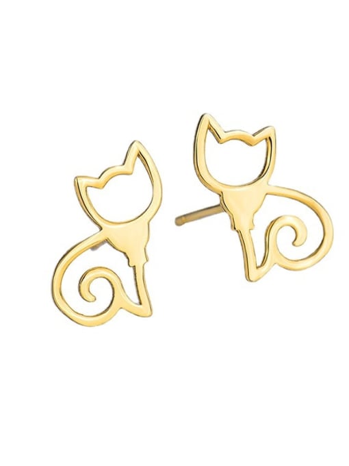 CHARME Brass Holllow Cat Cute Stud Earring 2