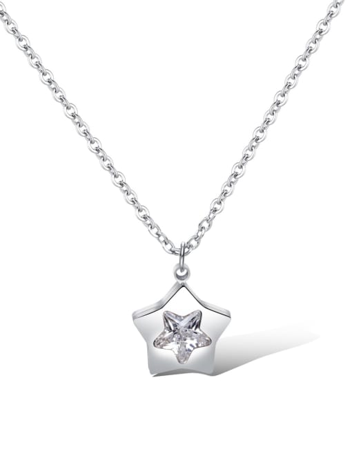Open Sky Titanium Rhinestone Star Minimalist Necklace 1