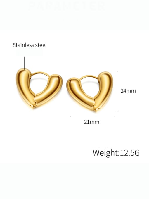 Open Sky Titanium Steel Heart Minimalist Stud Earring 3