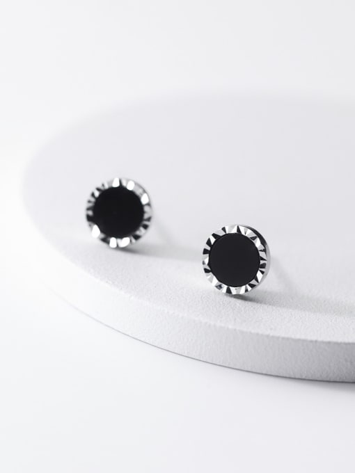 Rosh 925 Sterling Silver Round Hip Hop Stud Earring 0