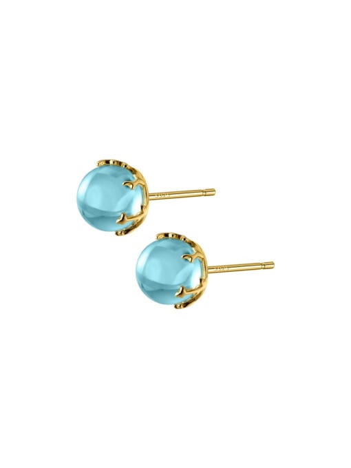 Rosh 925 Sterling Silver Crystal Round Ball Minimalist Stud Earring
