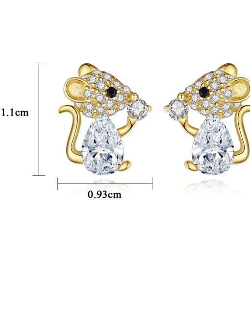 CCUI 925 Sterling Silver Cubic Zirconia Mouse Cute Stud Earring 4